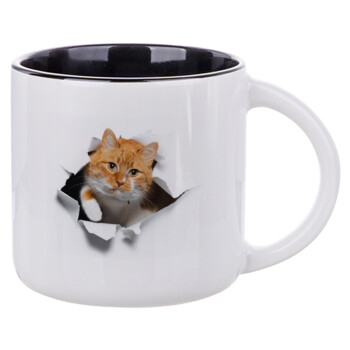 Cat cracked, Κούπα κεραμική 400ml Λευκή/Μαύρη