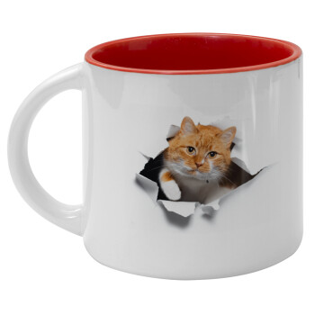 Cat cracked, Κούπα κεραμική 400ml Λευκή/Κόκκινη