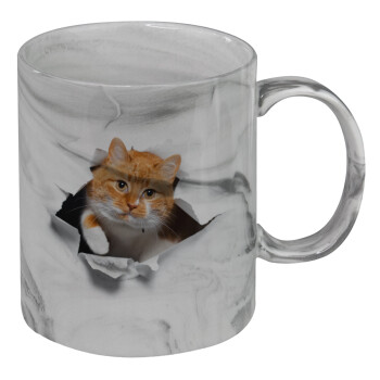 Cat cracked, Mug ceramic marble style, 330ml