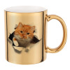 Cat cracked, Κούπα κεραμική, χρυσή καθρέπτης, 330ml