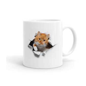 Cat cracked, Ceramic coffee mug, 330ml (1pcs)