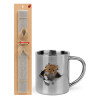 Easter Set, metallic thermal cup (300ml) & Easter aromatic flat candle (30cm) (GRAY)