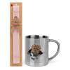 Easter Set, metallic thermal cup (300ml) & aromatic flat Easter candle (30cm) (PINK)