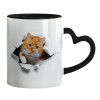 Mug heart black handle, ceramic, 330ml