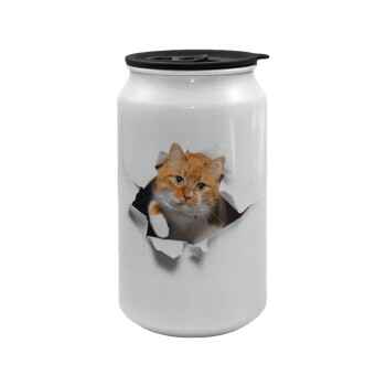 Cat cracked, Κούπα ταξιδιού μεταλλική με καπάκι (tin-can) 500ml