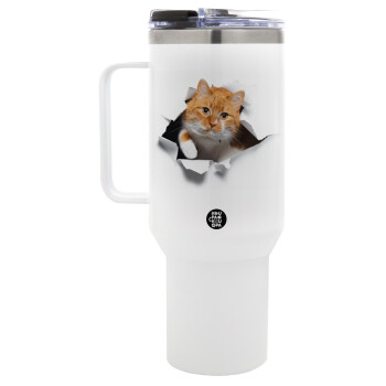 Cat cracked, Mega Stainless steel Tumbler with lid, double wall 1,2L