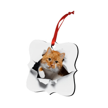 Cat cracked, Στολίδι Χριστουγεννιάτικο στολίδι polygon ξύλινο 7.5cm