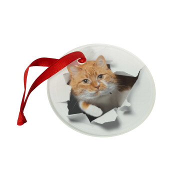 Cat cracked, Χριστουγεννιάτικο στολίδι γυάλινο 9cm