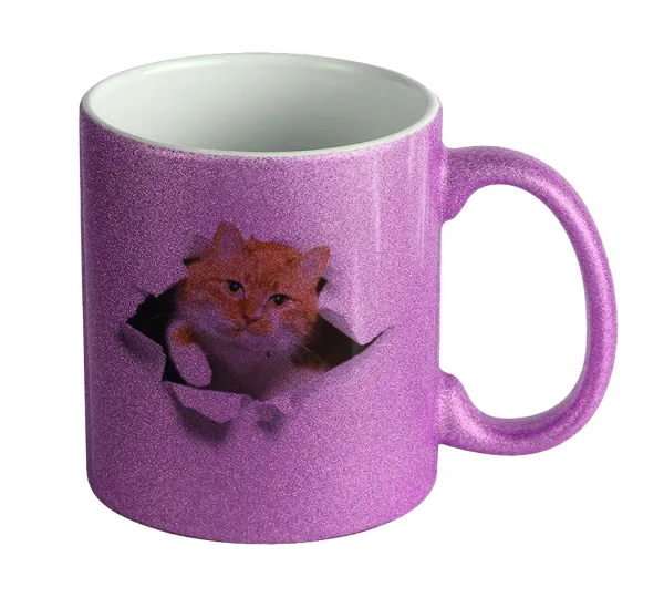 Cat cracked — Κούπα Μωβ Glitter που γυαλίζει, κεραμική, 330ml