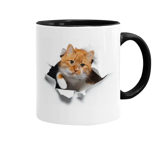 Cat cracked — Mug colored black, ceramic, 330ml