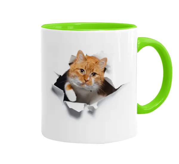 Cat cracked — Κούπα χρωματιστή βεραμάν, κεραμική, 330ml