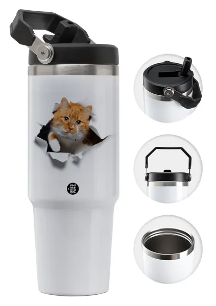 Cat cracked — Θερμός Ανοξείδωτο 30oz με χερούλι