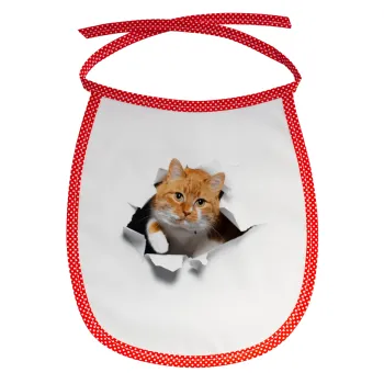 Cat cracked, Σαλιάρα μωρού αλέκιαστη με κορδόνι Κόκκινη