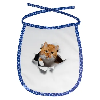 Cat cracked, Σαλιάρα μωρού αλέκιαστη με κορδόνι Μπλε