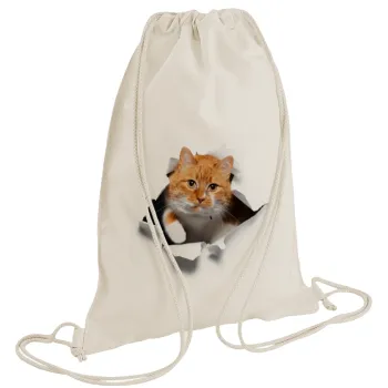 Cat cracked, Backpack bag GYMBAG natural (28x40cm)