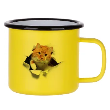 Cat cracked, Metallic enamel MATT Yellow cup 360ml