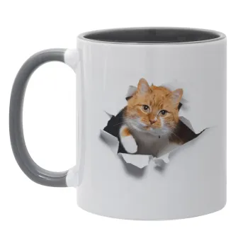 Cat cracked, Mug colored grey, ceramic, 330ml