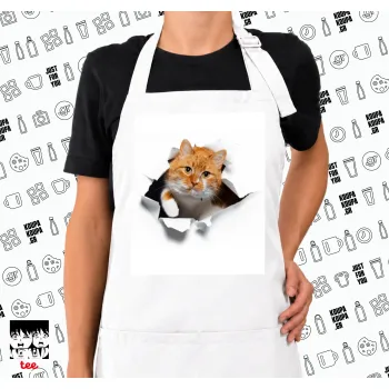 Cat cracked, Ποδιά μακριά Σεφ ολόσωμη με τσέπες white (ΕΝΗΛΙΚΩΝ)