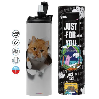 Cat cracked, Tumbler stainless steel GREY 600ml