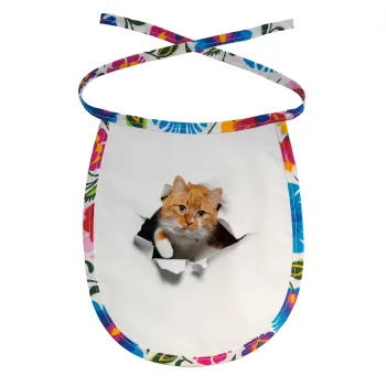 Cat cracked, Σαλιάρα μωρού αλέκιαστη με κορδόνι Χρωματιστή