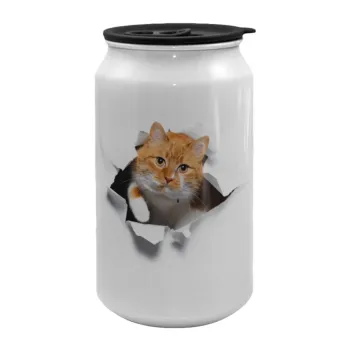 Cat cracked, Κούπα ταξιδιού μεταλλική με καπάκι (tin-can) 500ml