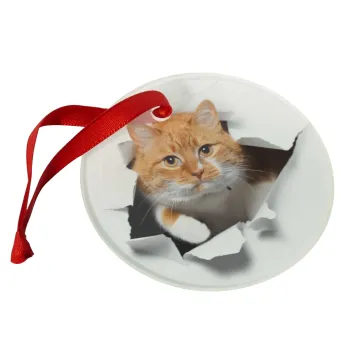 Cat cracked, Christmas ornament glass 9cm