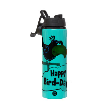 Happy Bird Day, Metallic water bottle with safety lid, 850ml aluminum