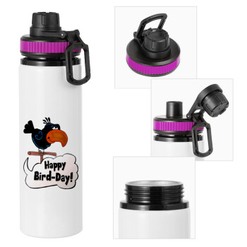 Happy Bird Day, Metallic water bottle with safety lid, 850ml aluminum