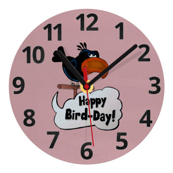 Happy Bird Day, Ρολόι τοίχου γυάλινο (20cm)
