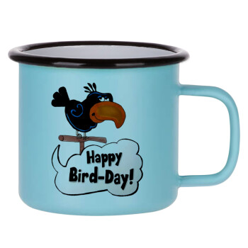 Happy Bird Day, Κούπα Μεταλλική εμαγιέ ΜΑΤ σιέλ 360ml