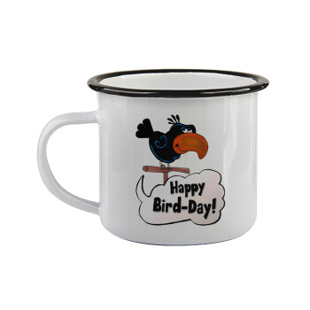 Happy Bird Day, Κούπα εμαγιέ με μαύρο χείλος 360ml