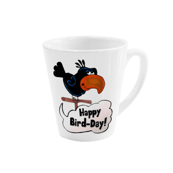Happy Bird Day, Κούπα κωνική Latte Λευκή, κεραμική, 300ml