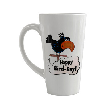 Happy Bird Day, Κούπα κωνική Latte Μεγάλη, κεραμική, 450ml