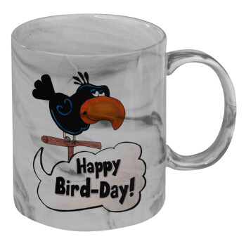 Happy Bird Day, Κούπα κεραμική, marble style (μάρμαρο), 330ml