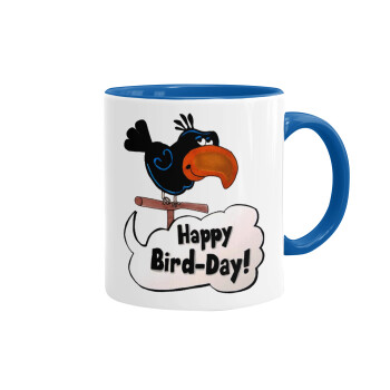 Happy Bird Day, Mug colored blue, ceramic, 330ml