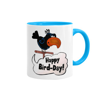 Happy Bird Day, Mug colored light blue, ceramic, 330ml