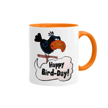 Happy Bird Day, Mug colored orange, ceramic, 330ml