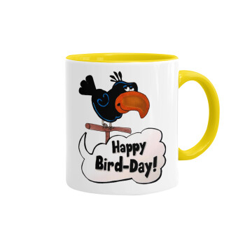 Happy Bird Day, Mug colored yellow, ceramic, 330ml
