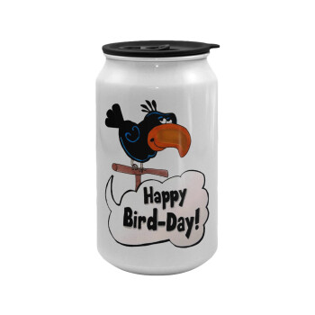 Happy Bird Day, Κούπα ταξιδιού μεταλλική με καπάκι (tin-can) 500ml