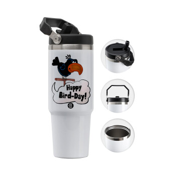 Happy Bird Day, 30oz stainless Steel Tumbler with Handle