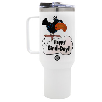Happy Bird Day, Mega Stainless steel Tumbler with lid, double wall 1,2L