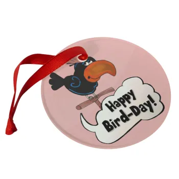 Happy Bird Day, Christmas ornament glass 9cm