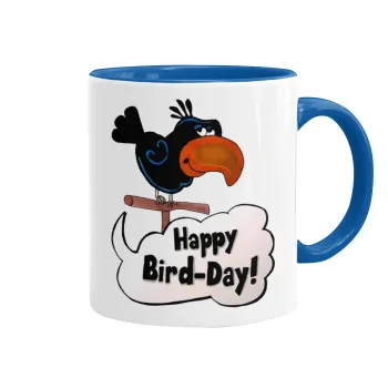 Happy Bird Day, Mug colored blue, ceramic, 330ml