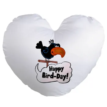 Happy Bird Day, Μαξιλάρι καναπέ καρδιά 40x40cm περιέχεται το  γέμισμα