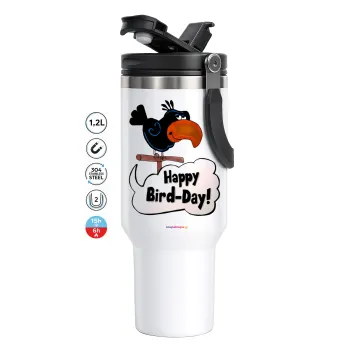 Happy Bird Day, Mega Tumbler με καπάκι, διπλού τοιχώματος (θερμό) 1,2L
