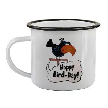 Happy Bird Day, Κούπα εμαγιέ με μαύρο χείλος 360ml
