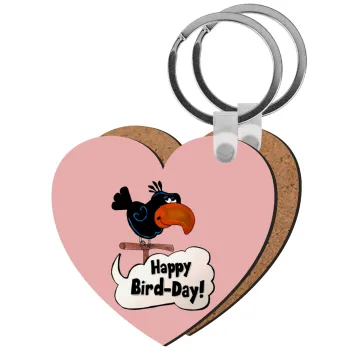 Happy Bird Day, Μπρελόκ Ξύλινο καρδιά MDF