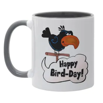 Happy Bird Day, Mug colored grey, ceramic, 330ml