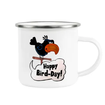 Happy Bird Day, Κούπα Μεταλλική εμαγιέ λευκη 360ml