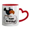 Mug heart red handle, ceramic, 330ml